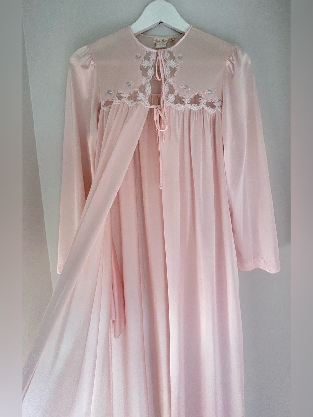 Vintage Lingerie Pink Nylon Nightgown Robe Cover - Picture 6 of 8